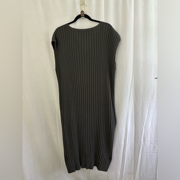 Lafayette 148 New York Dark Gray Sleeveless Cotton Midi Dress Womens Size Large - Picture 6 of 8